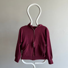 1980s Soft and Slouchy Burgundy Zip Up Hoodie