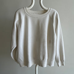 1970s Super Stained in The Best Ways Luxurious White/Ecru Sweatshirt - I want this!