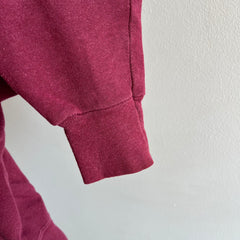 1980s Soft and Slouchy Burgundy Zip Up Hoodie