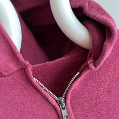 1980s Soft and Slouchy Burgundy Zip Up Hoodie