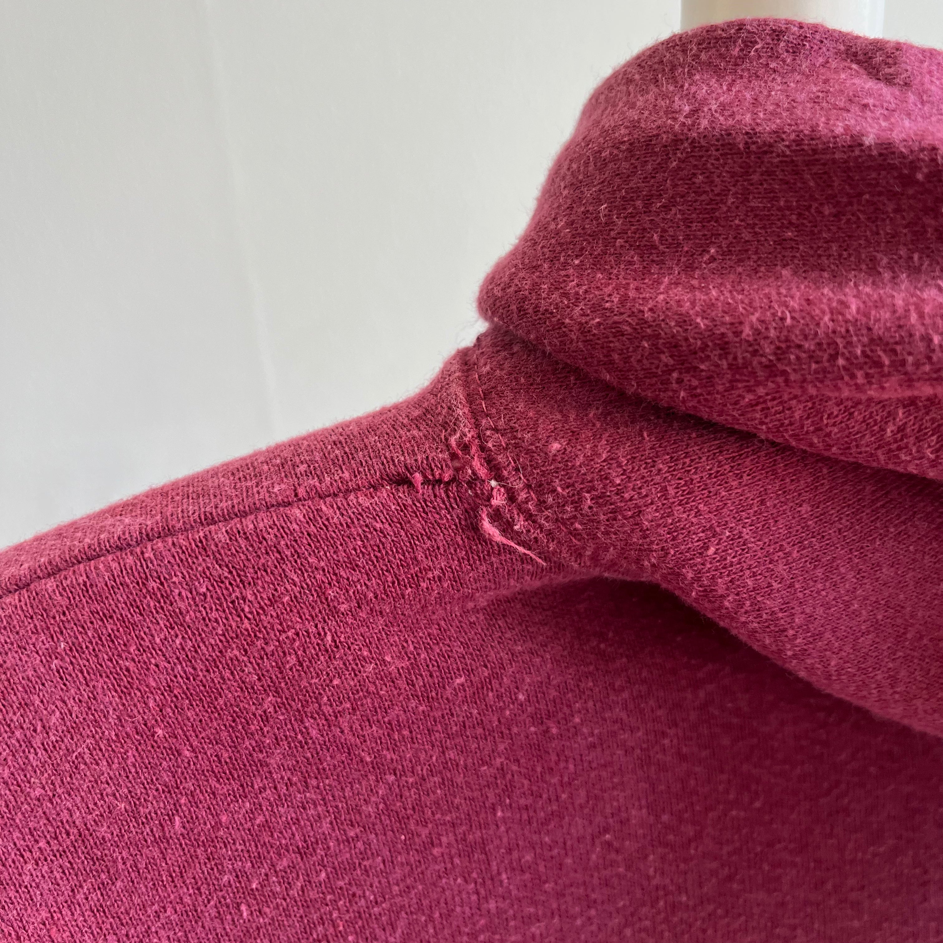 1980s Soft and Slouchy Burgundy Zip Up Hoodie