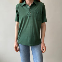 1970s Forest Green Polo Style T-shirt