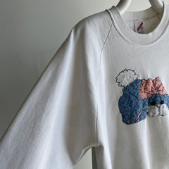 1980s Needlepoint Bunny Sweatshirt with Stains