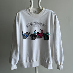 1980/90s Feline Fitness Center - Hawaii Front and Back Sweatshirt by Crazy Shirts