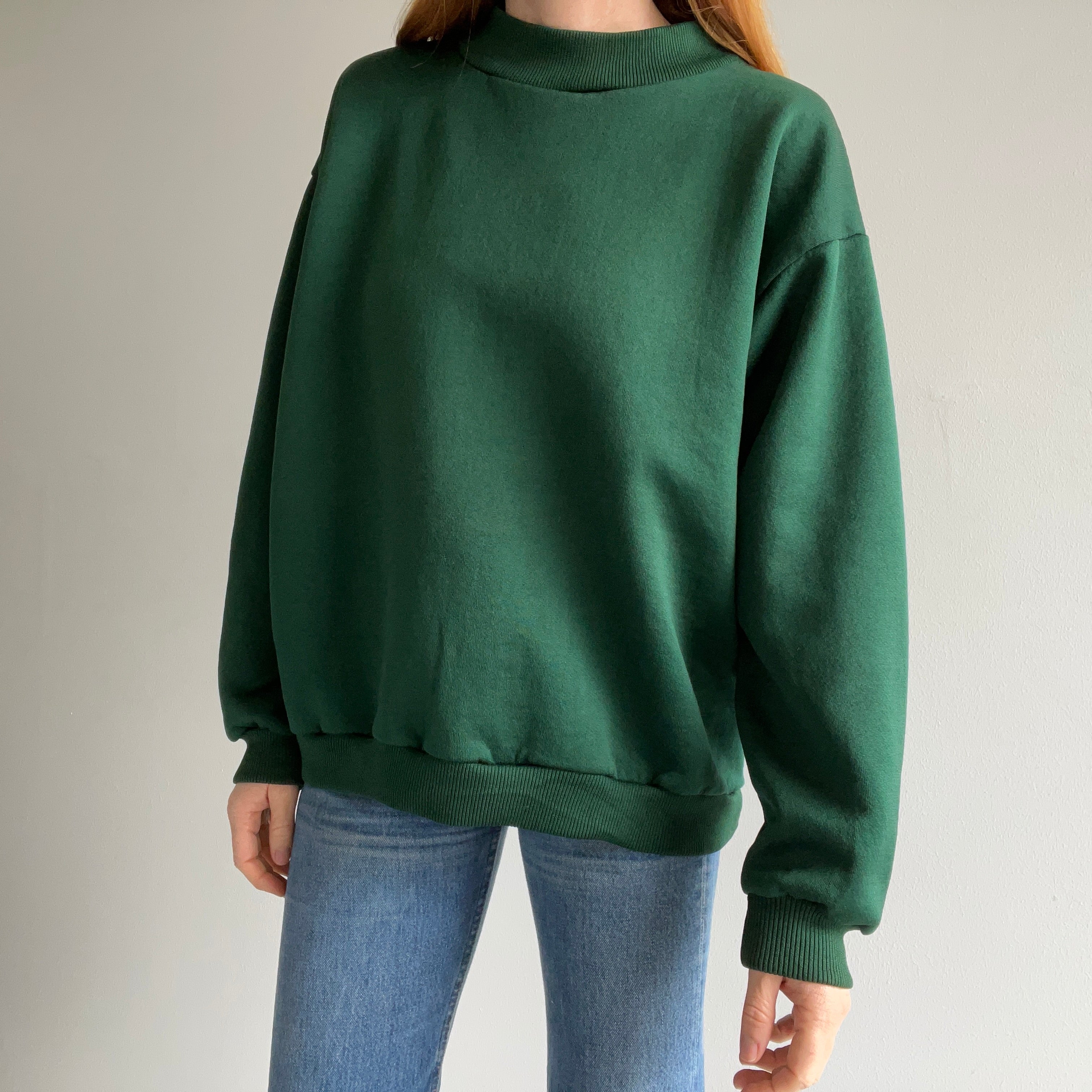 1980s Dark Green Sweatshirt with a Slight Sheen