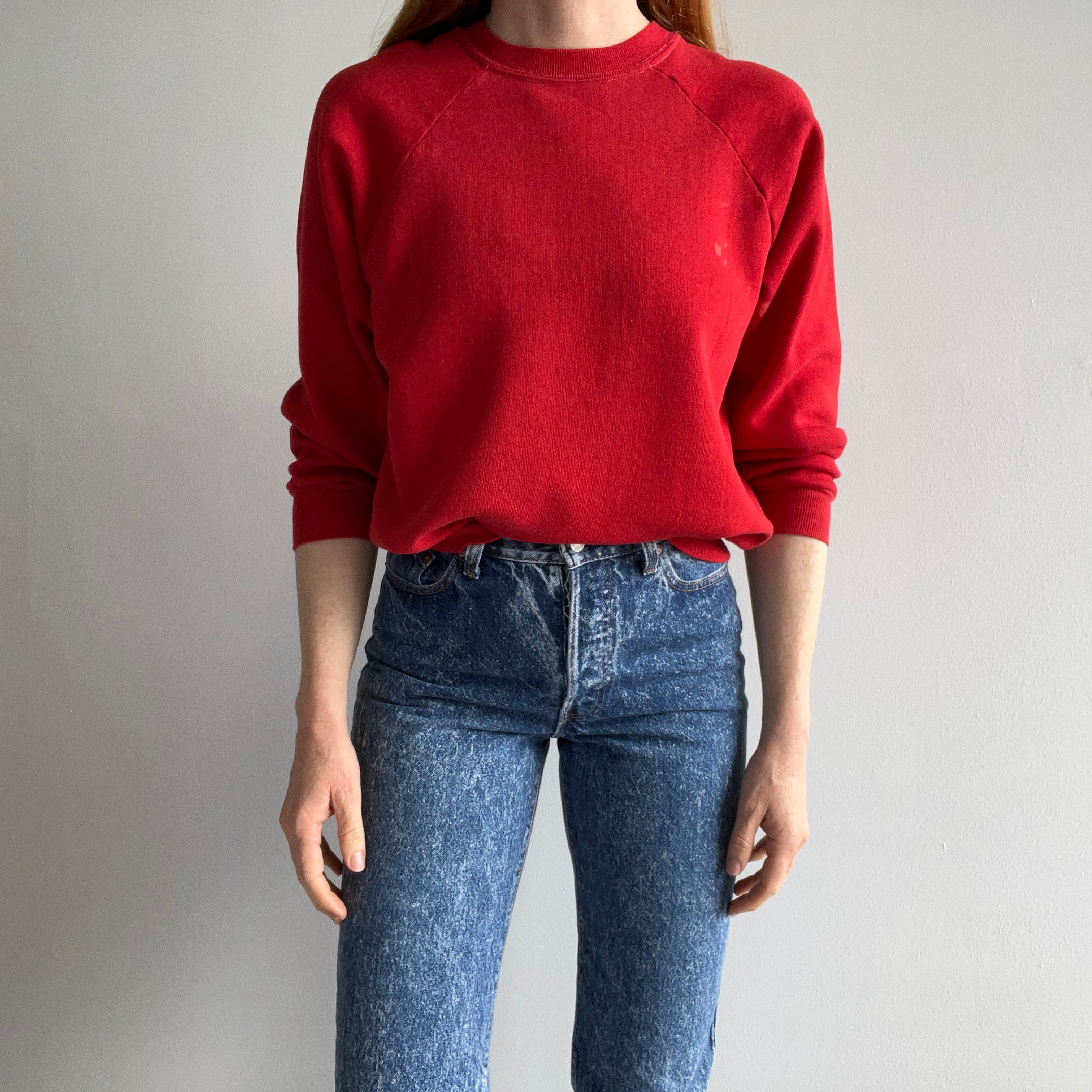 1970s Collectible Deep Red Raglan with Contrast Stitching and Shorter Short Sleeves by Sportswear