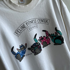 1980/90s Feline Fitness Center - Hawaii Front and Back Sweatshirt by Crazy Shirts