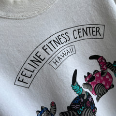 1980/90s Feline Fitness Center - Hawaii Front and Back Sweatshirt by Crazy Shirts