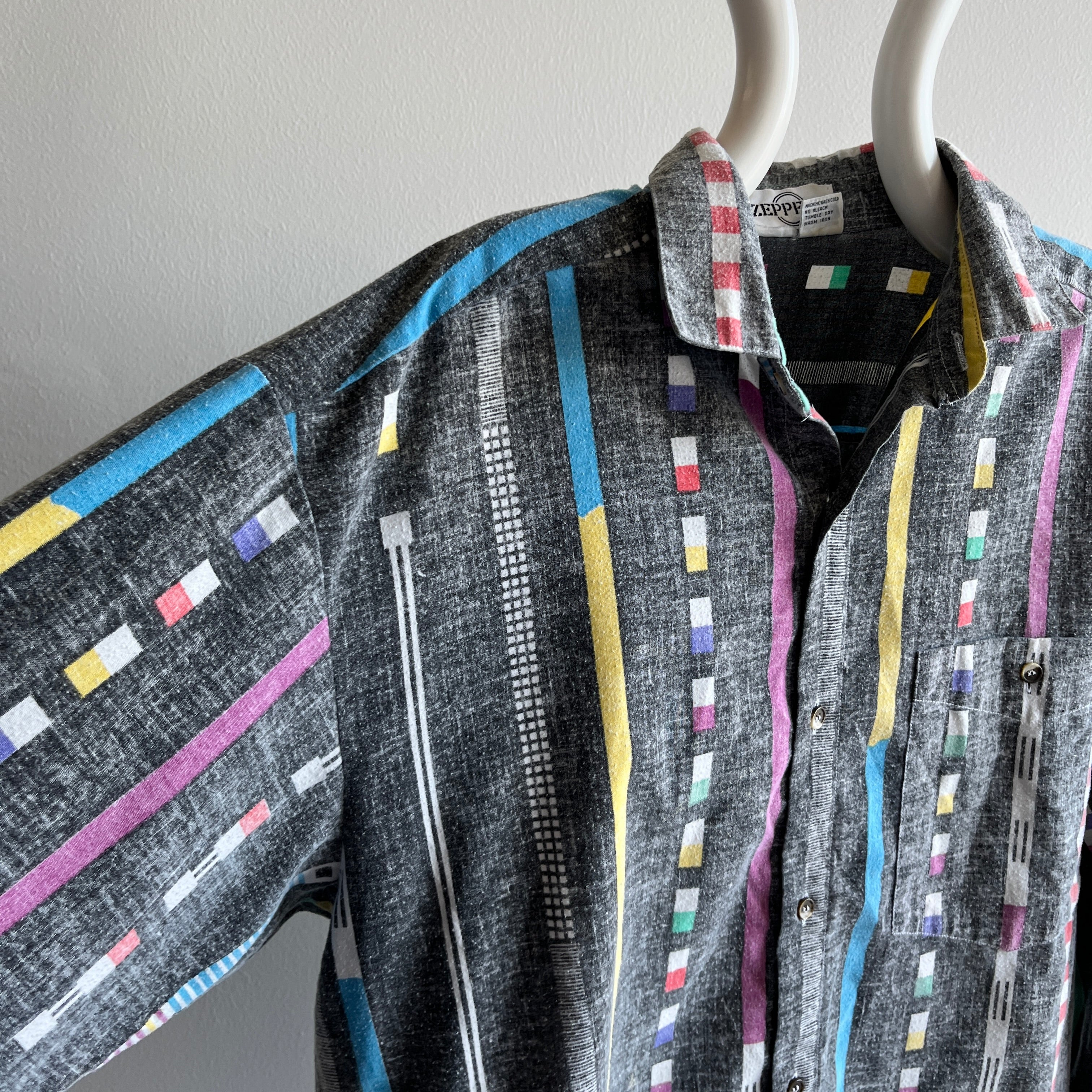 1980/90s Geometric Cotton Blend Dad Shirt - WOAH