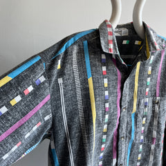 1980/90s Geometric Cotton Blend Dad Shirt - WOAH