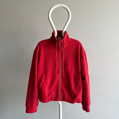 1990s Faded DKNY 100% Cotton Zip Up Mock Neck Sweatshirt