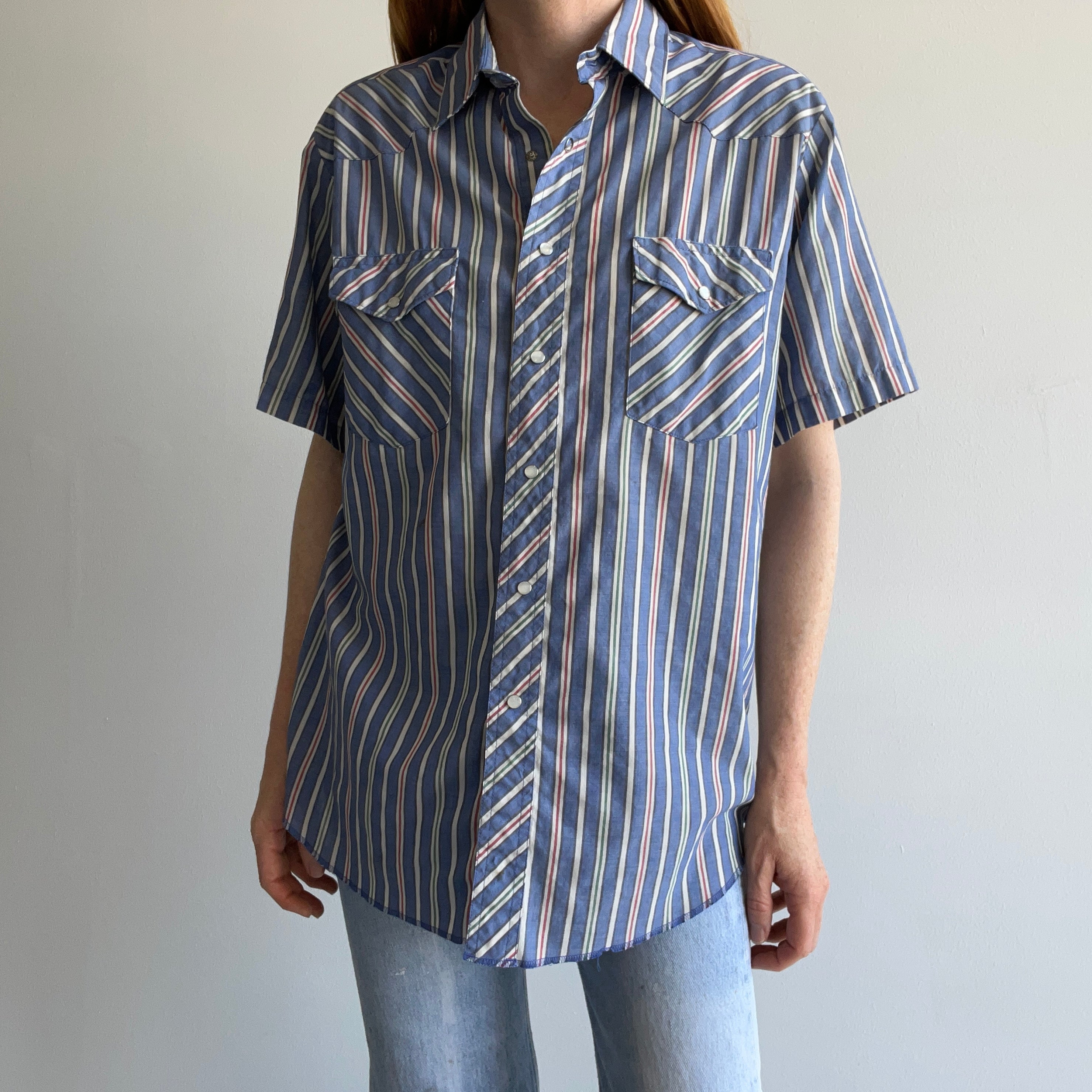 1980/90s Rustler Short Sleeve Striped Western Shirt