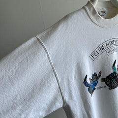 1980/90s Feline Fitness Center - Hawaii Front and Back Sweatshirt by Crazy Shirts