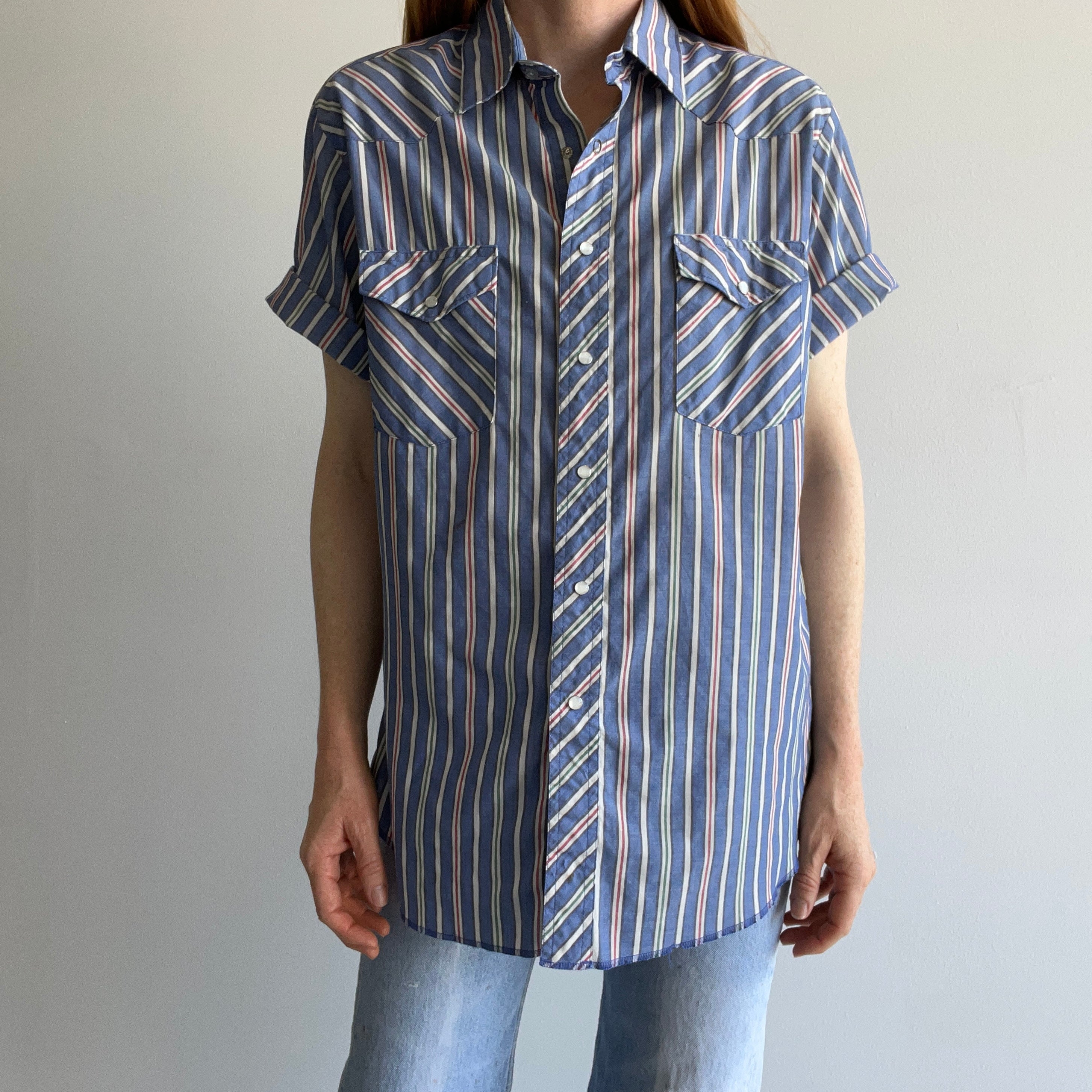 1980/90s Rustler Short Sleeve Striped Western Shirt