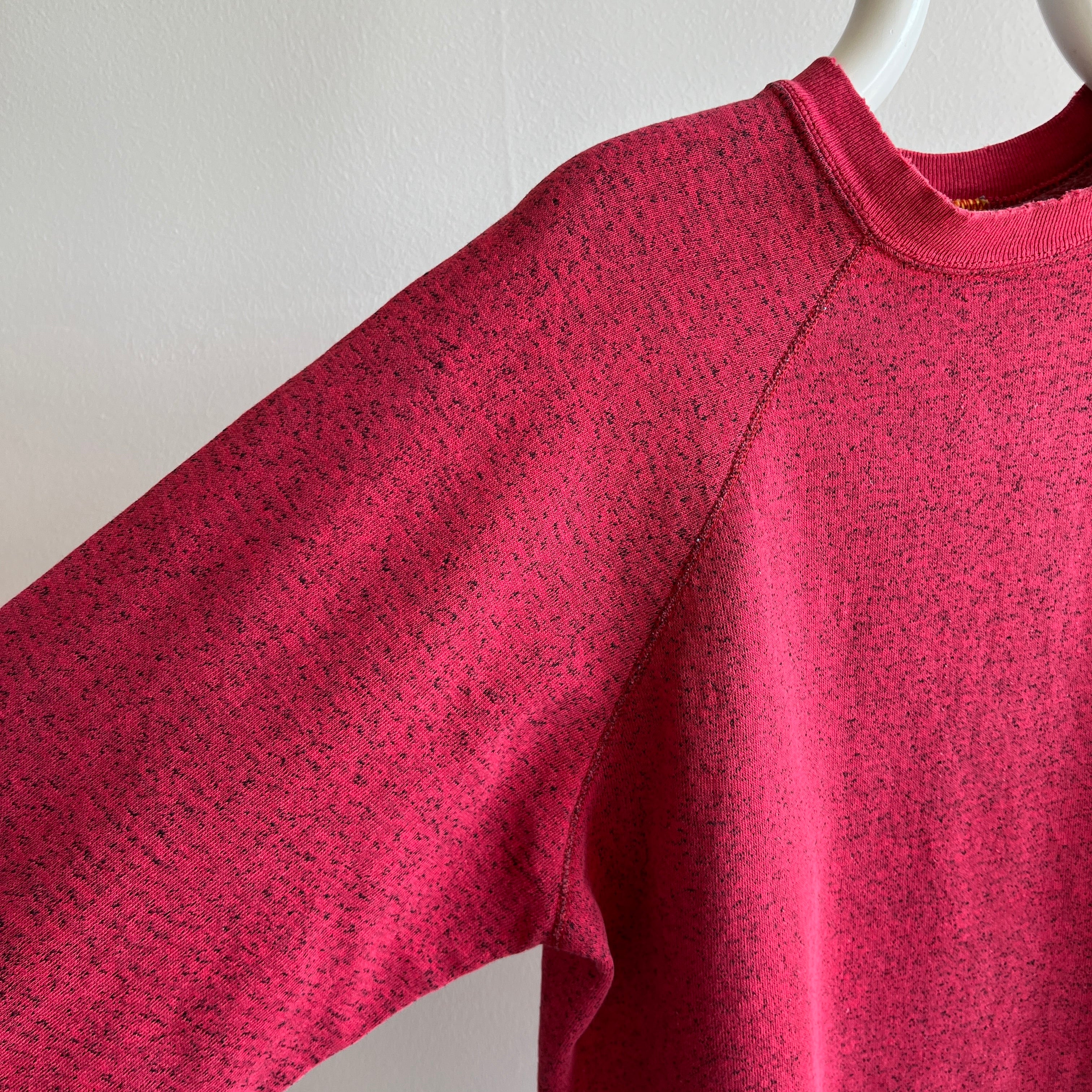 1980s Heather Red Raglan with Hints of a Splitting Collar - Swoon