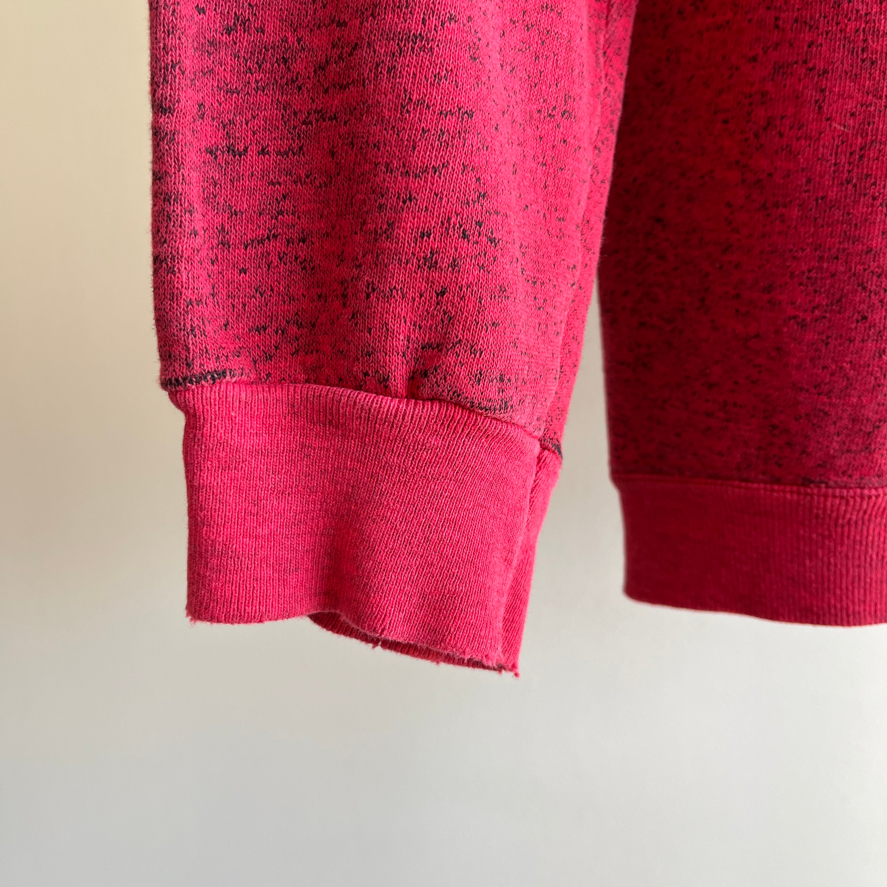 1980s Heather Red Raglan with Hints of a Splitting Collar - Swoon