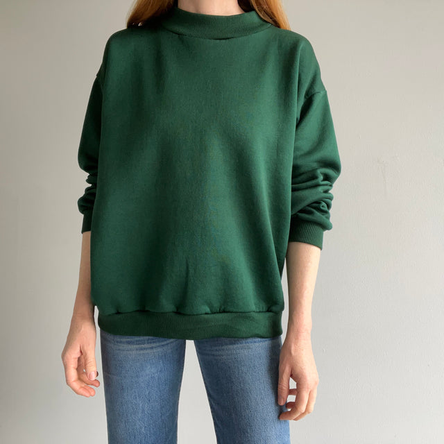 1980s Dark Green Sweatshirt with a Slight Sheen