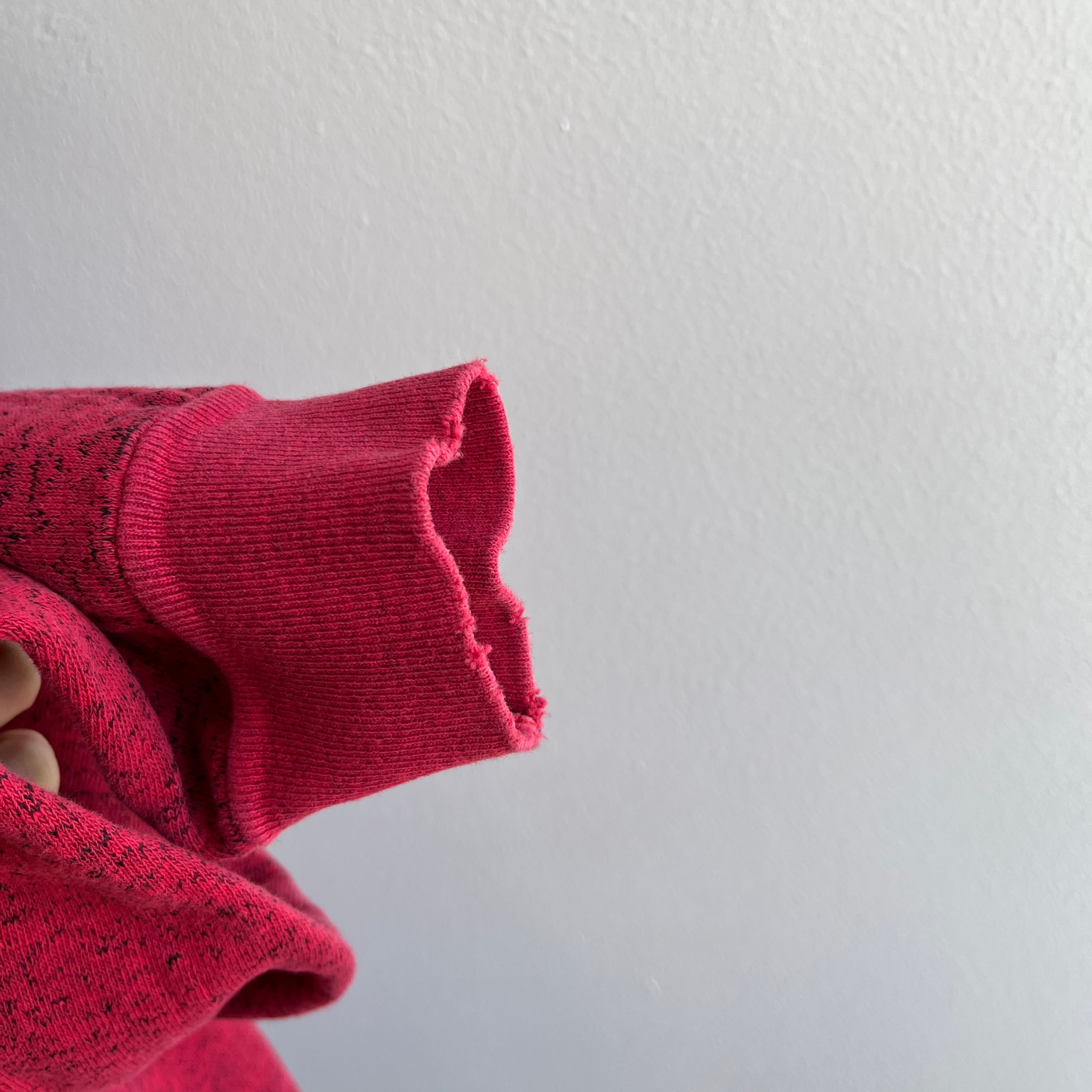 1980s Heather Red Raglan with Hints of a Splitting Collar - Swoon