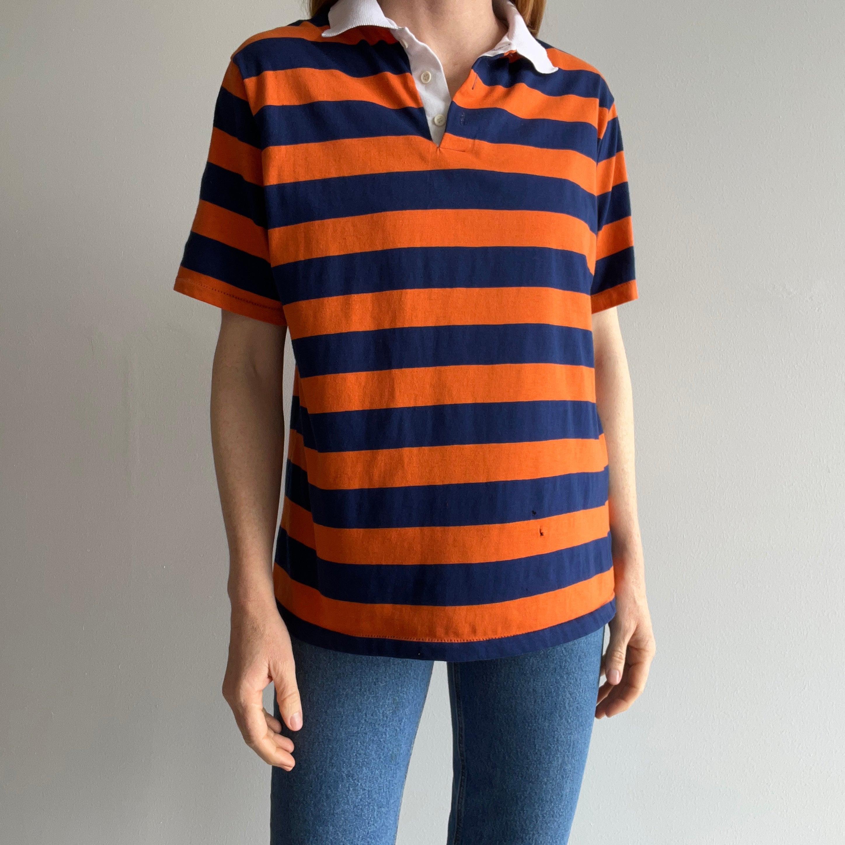 1970/80s Navy and Orange Polo T-Shirt