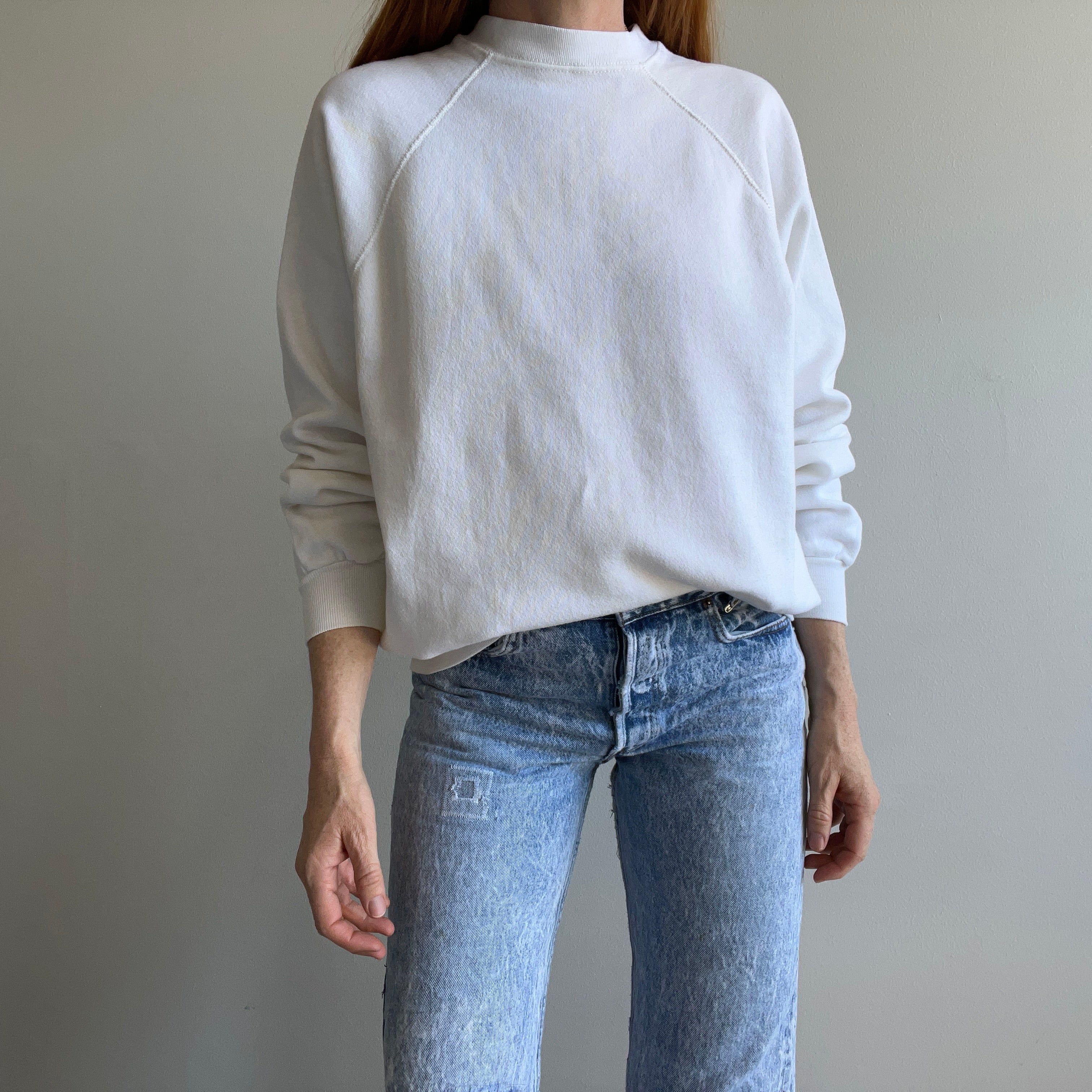 1980s Blank White Sweatshirt