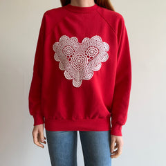 1980s Lace Heart Sweatshirt - DIY - Awwwww