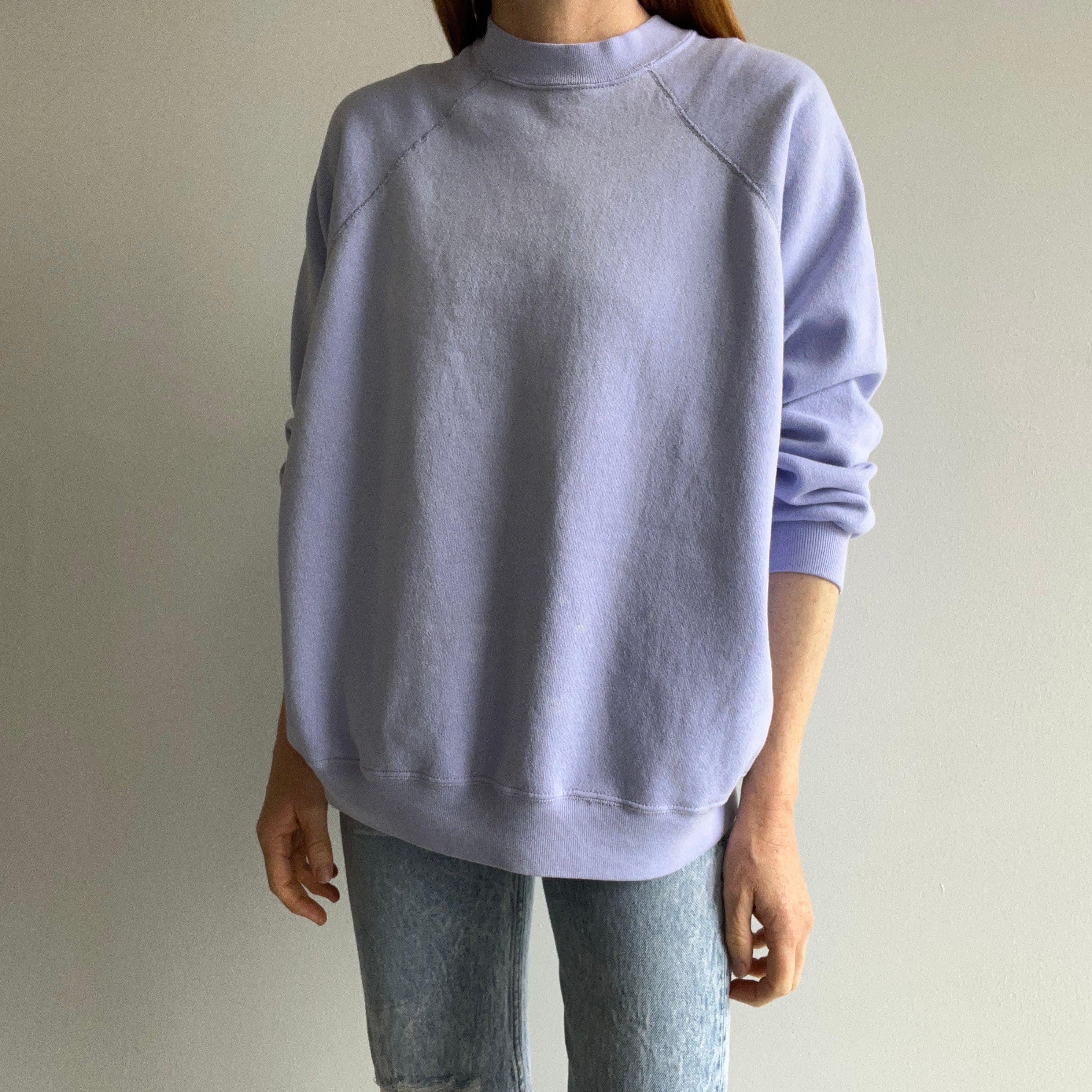 1980s Faded Lavender Relaxed Fit Sweatshirt - Swoon