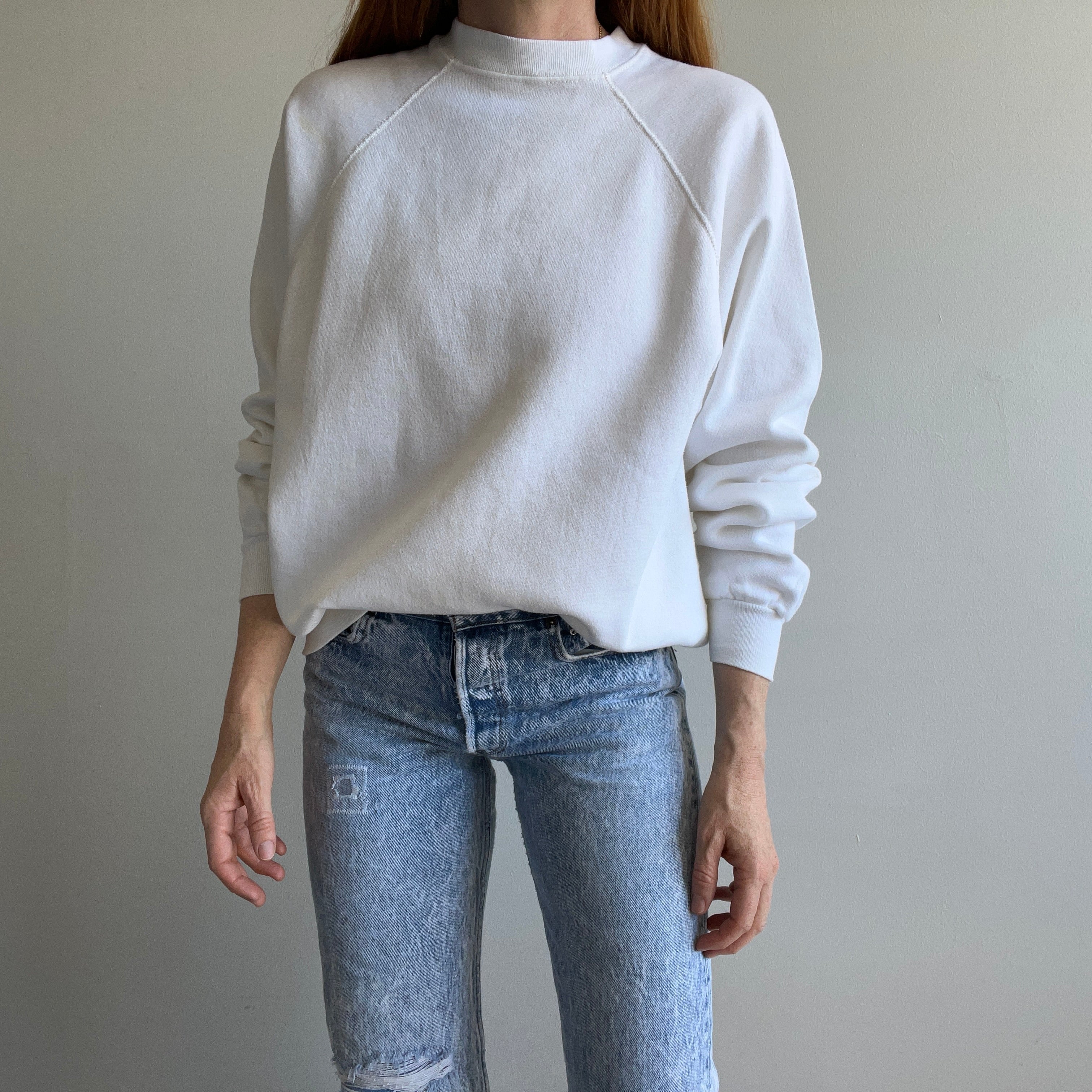 1980s Blank White Sweatshirt