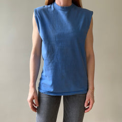 1990s Blank Blue Cut Off T Shirt