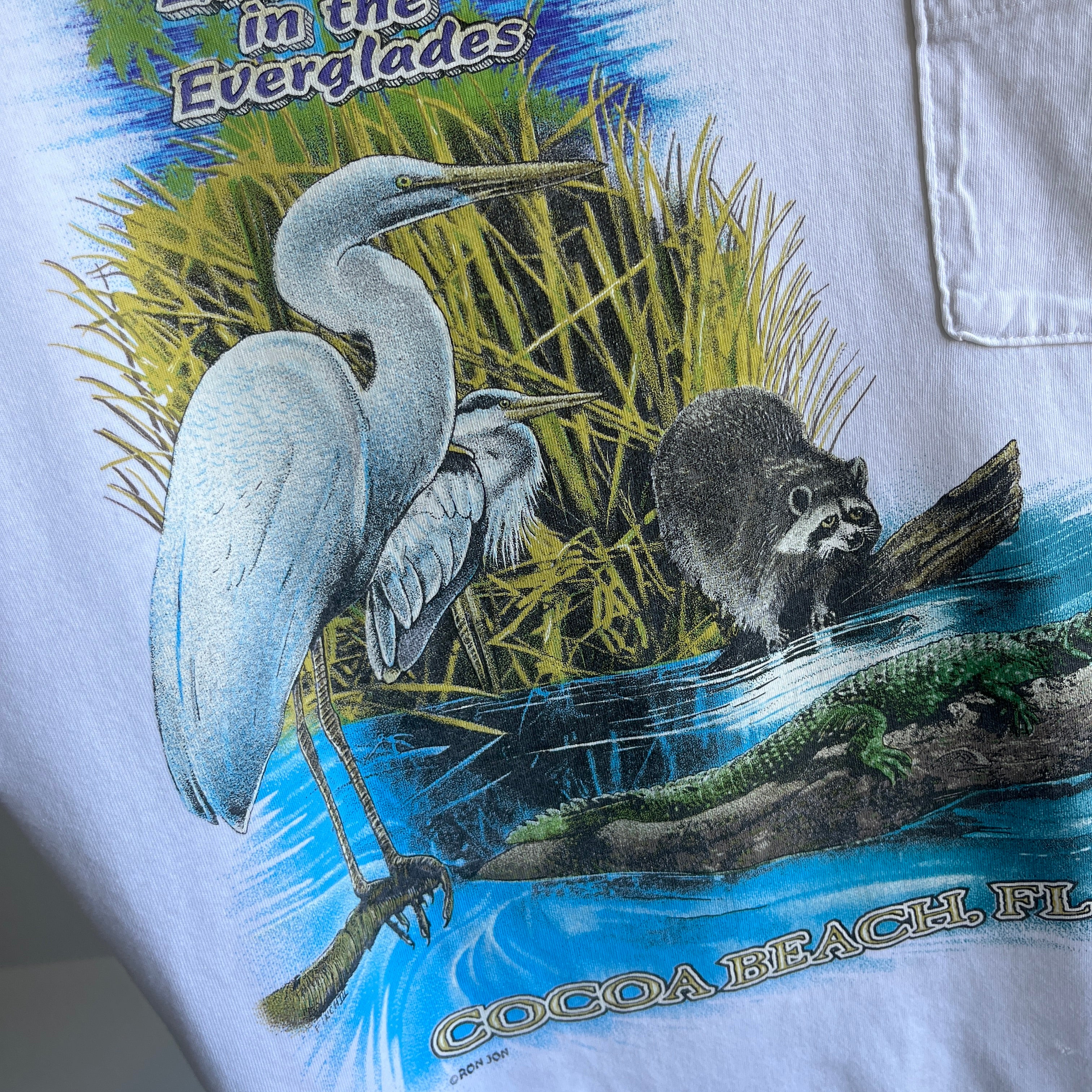 1980/90s Extinction in the Everglades Ron Jon Front and Back Pocket Shirt