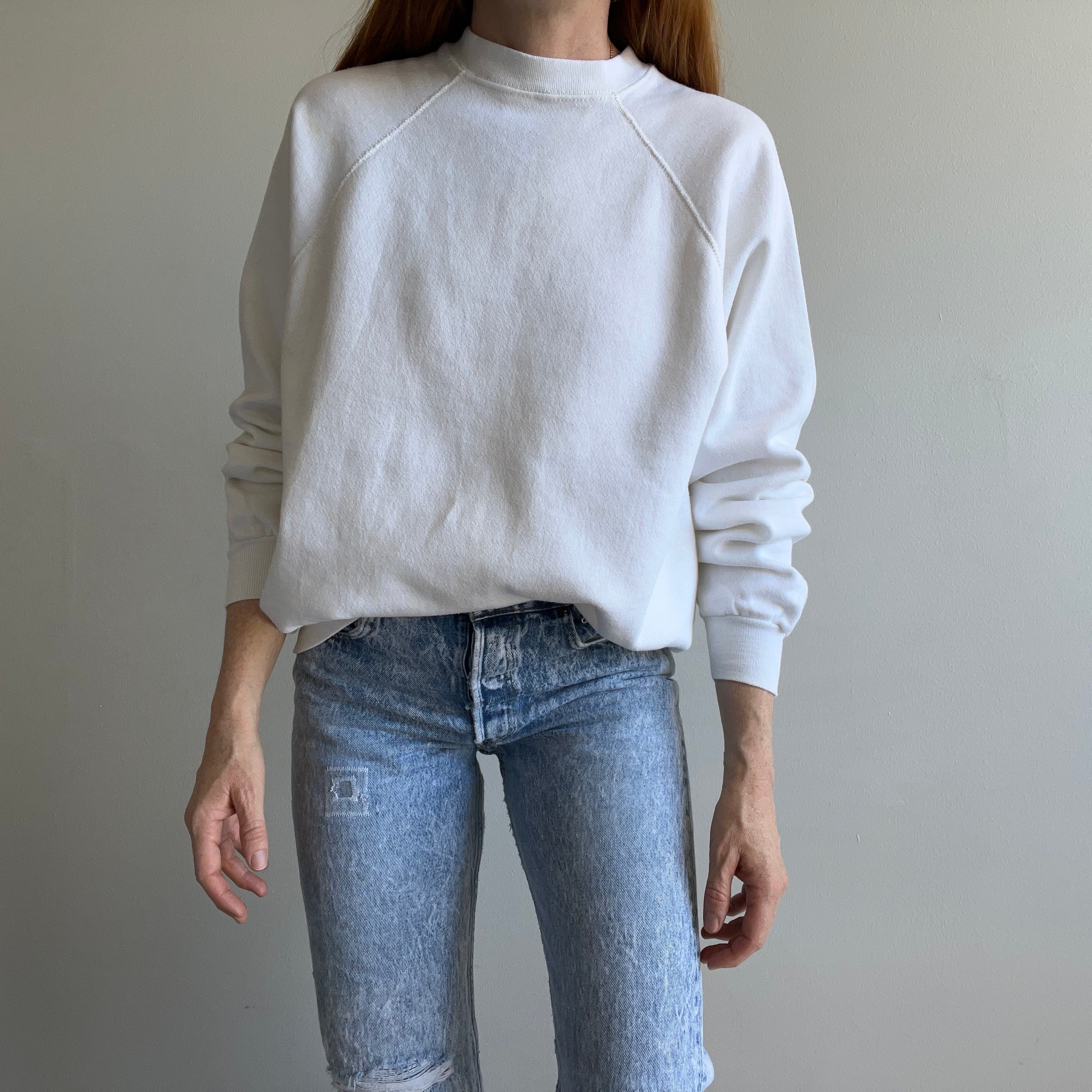 1980s Blank White Sweatshirt