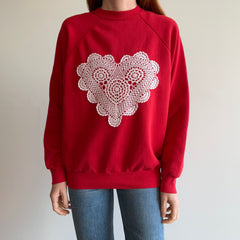 1980s Lace Heart Sweatshirt - DIY - Awwwww