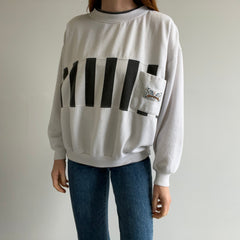 1980s Blank and White Pocket Sweatshirt