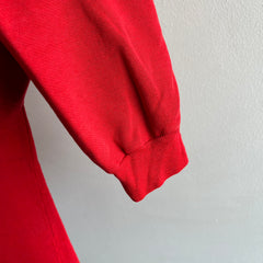 1970s Blank Red Rolled Neck and (Slightly) Bell Sleeved Sweatshirt