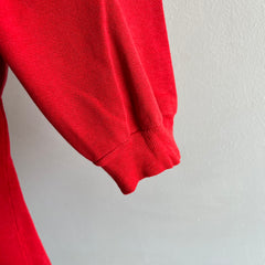 1970s Blank Red Rolled Neck and (Slightly) Bell Sleeved Sweatshirt