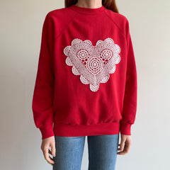 1980s Lace Heart Sweatshirt - DIY - Awwwww