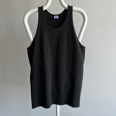 1980s Russell Brand Blank Black Cotton Tank Top - USA Made