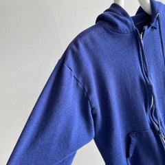 1980s Slouchy and Soft Navy Zip Up Hoodie