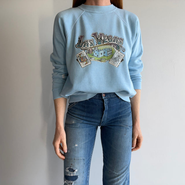 1970s Las Vegas Sweatshirt with Bleach Staining