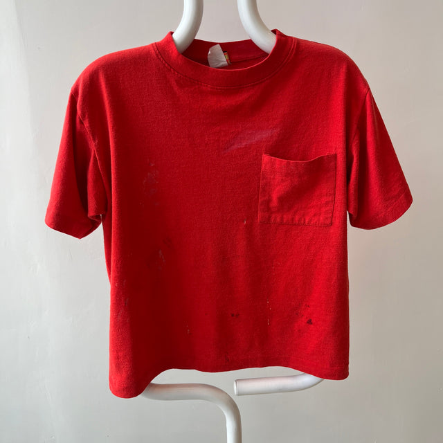 1980s Super Stained Red Pocket T-Shirt