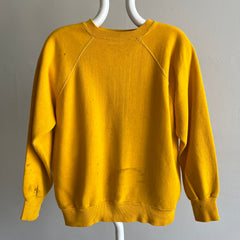 1970s Beyond Stained Marigold Yellow Sweatshirt - Dreamy