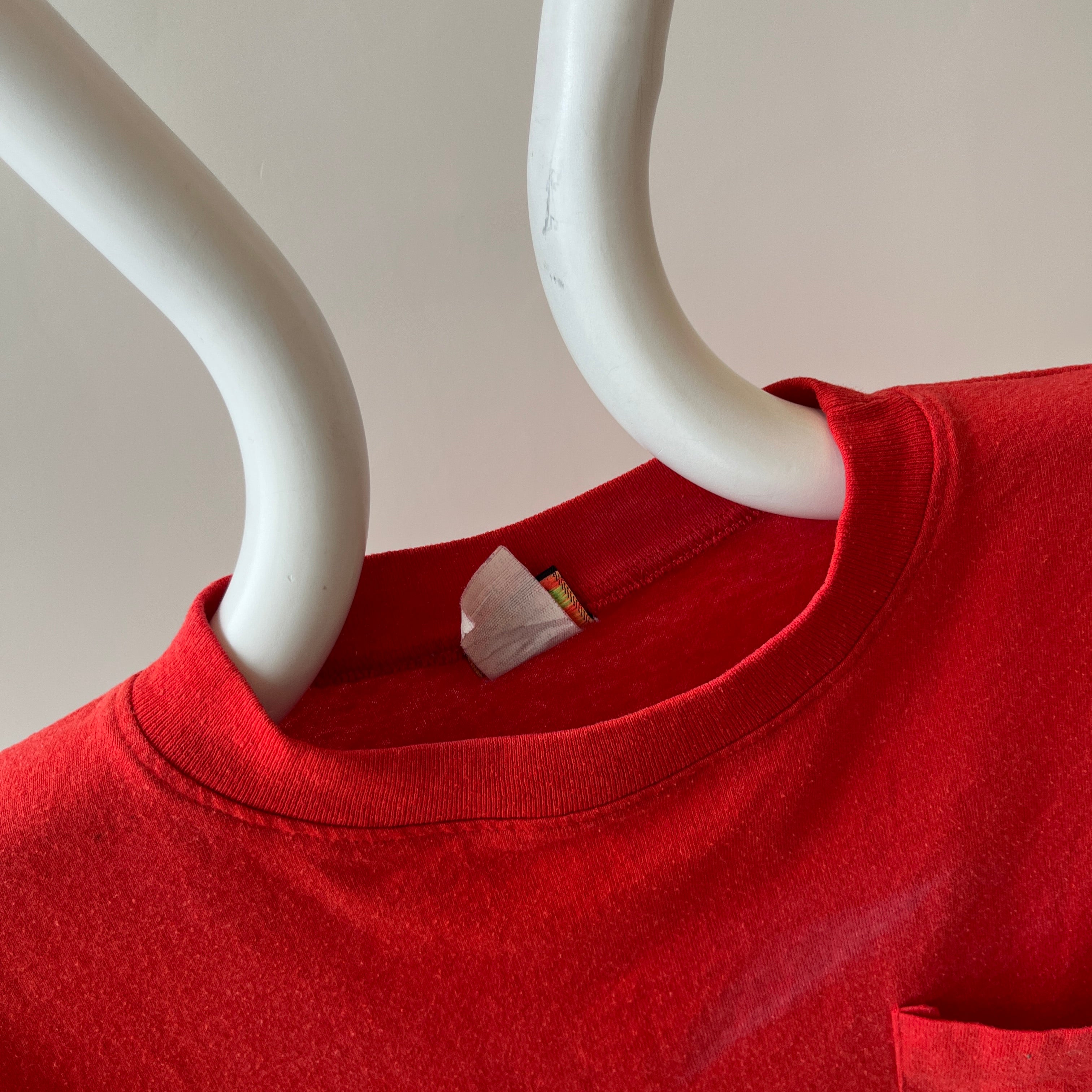 1980s Super Stained Red Pocket T-Shirt