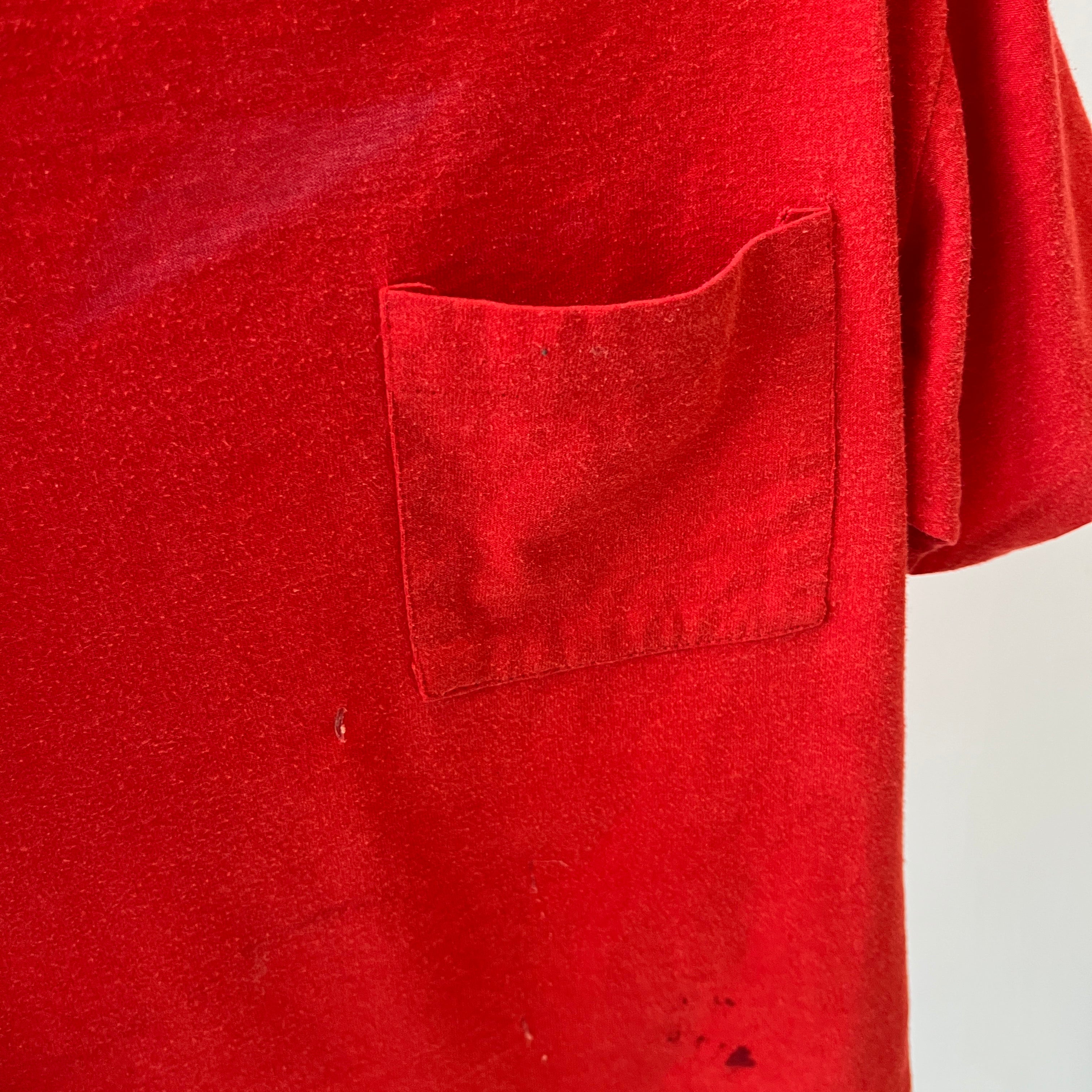 1980s Super Stained Red Pocket T-Shirt