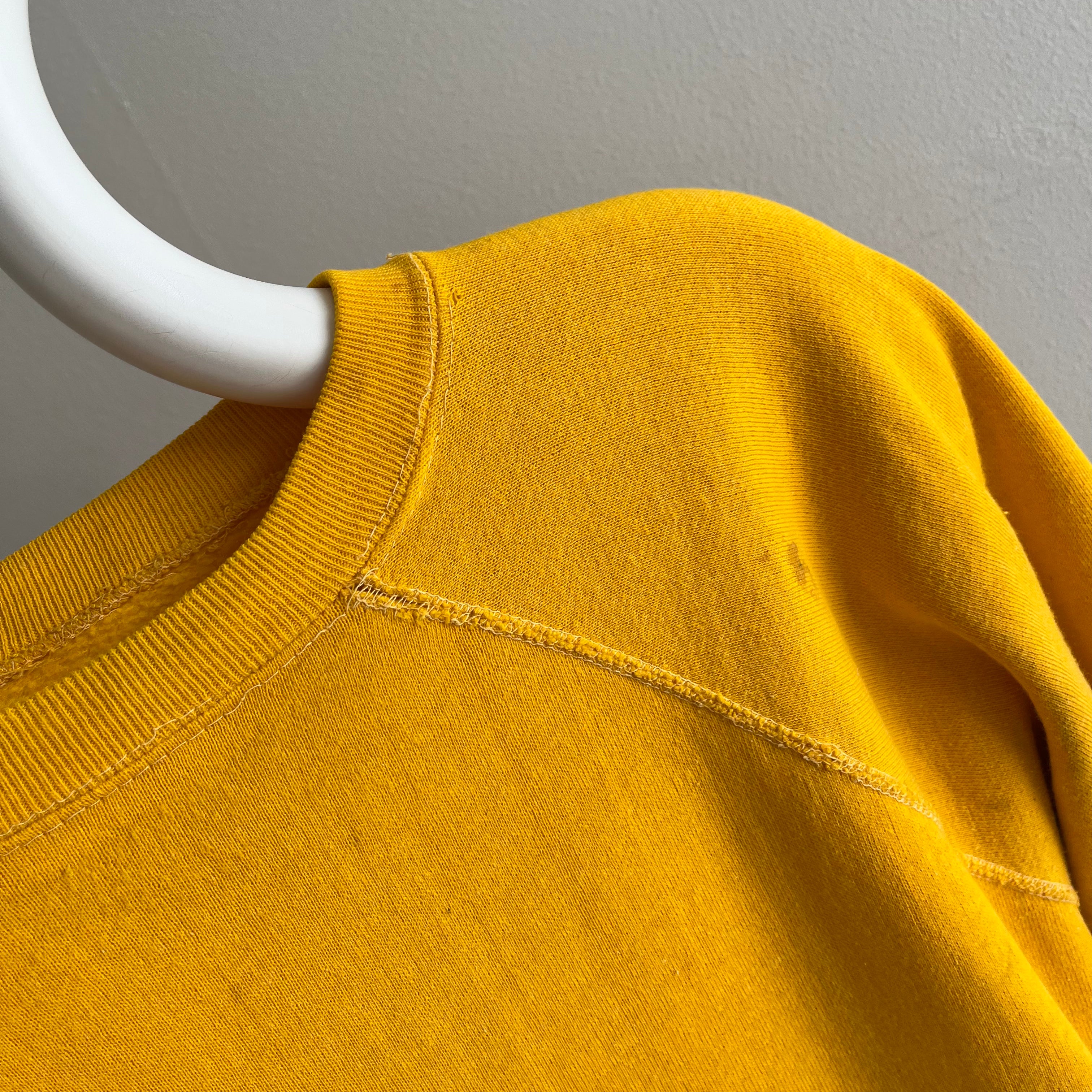 1970s Beyond Stained Marigold Yellow Sweatshirt - Dreamy