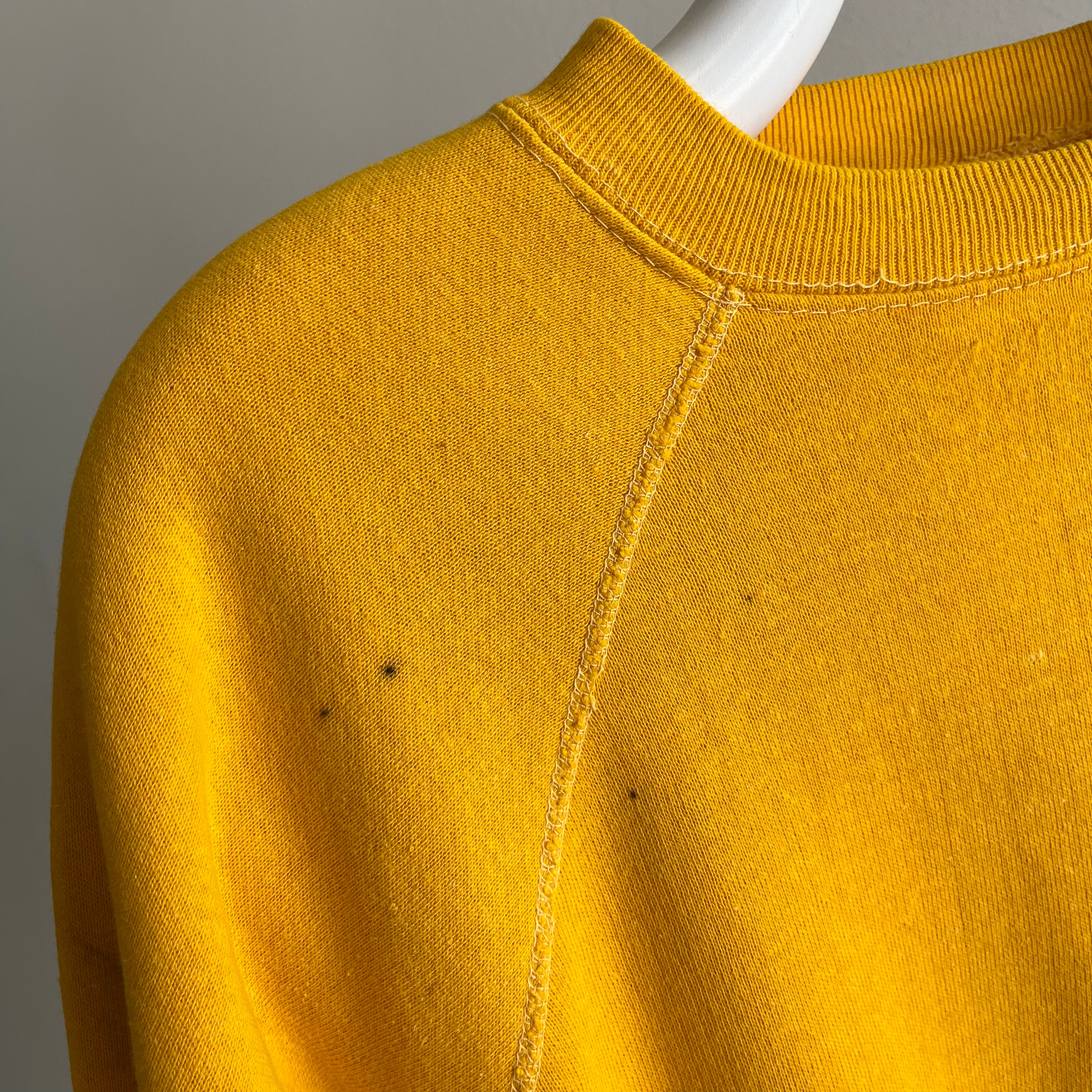 1970s Beyond Stained Marigold Yellow Sweatshirt - Dreamy