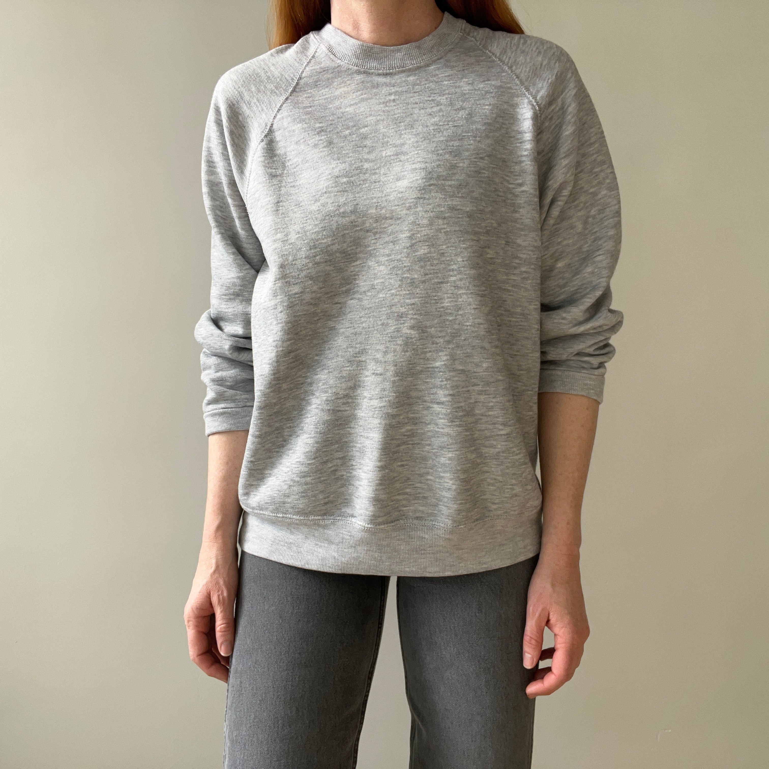 1980s Blank Gray Raglan Sweatshirt