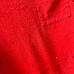 1980s Super Stained Red Pocket T-Shirt