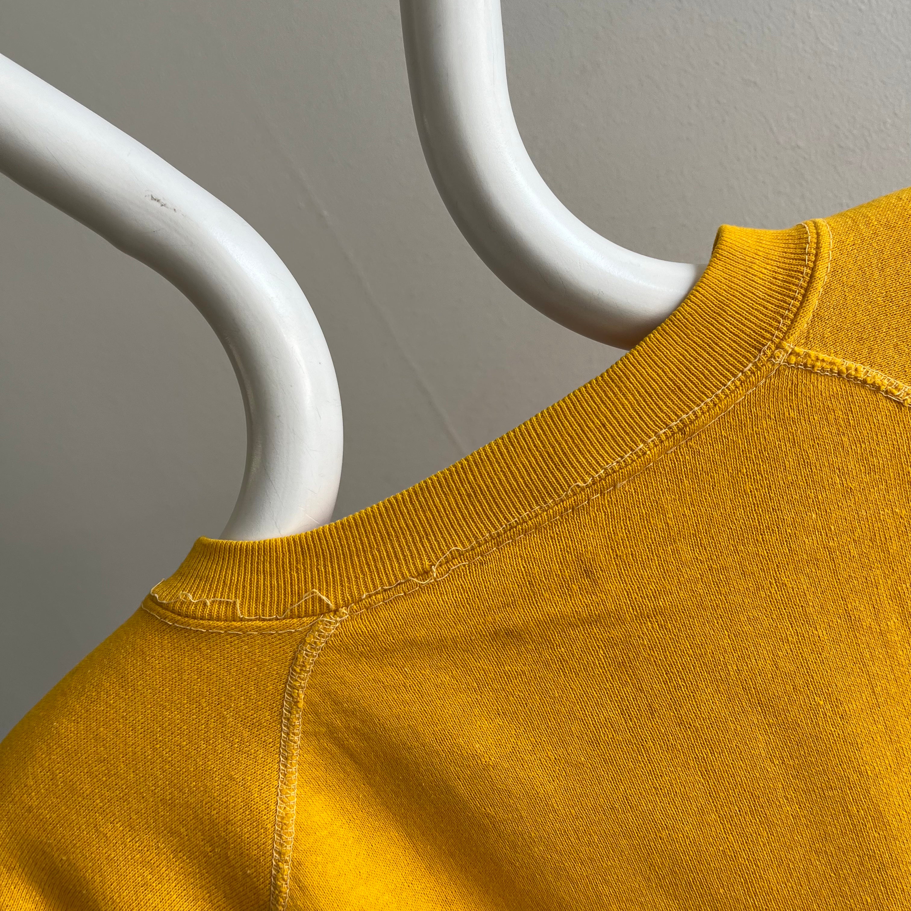 1970s Beyond Stained Marigold Yellow Sweatshirt - Dreamy