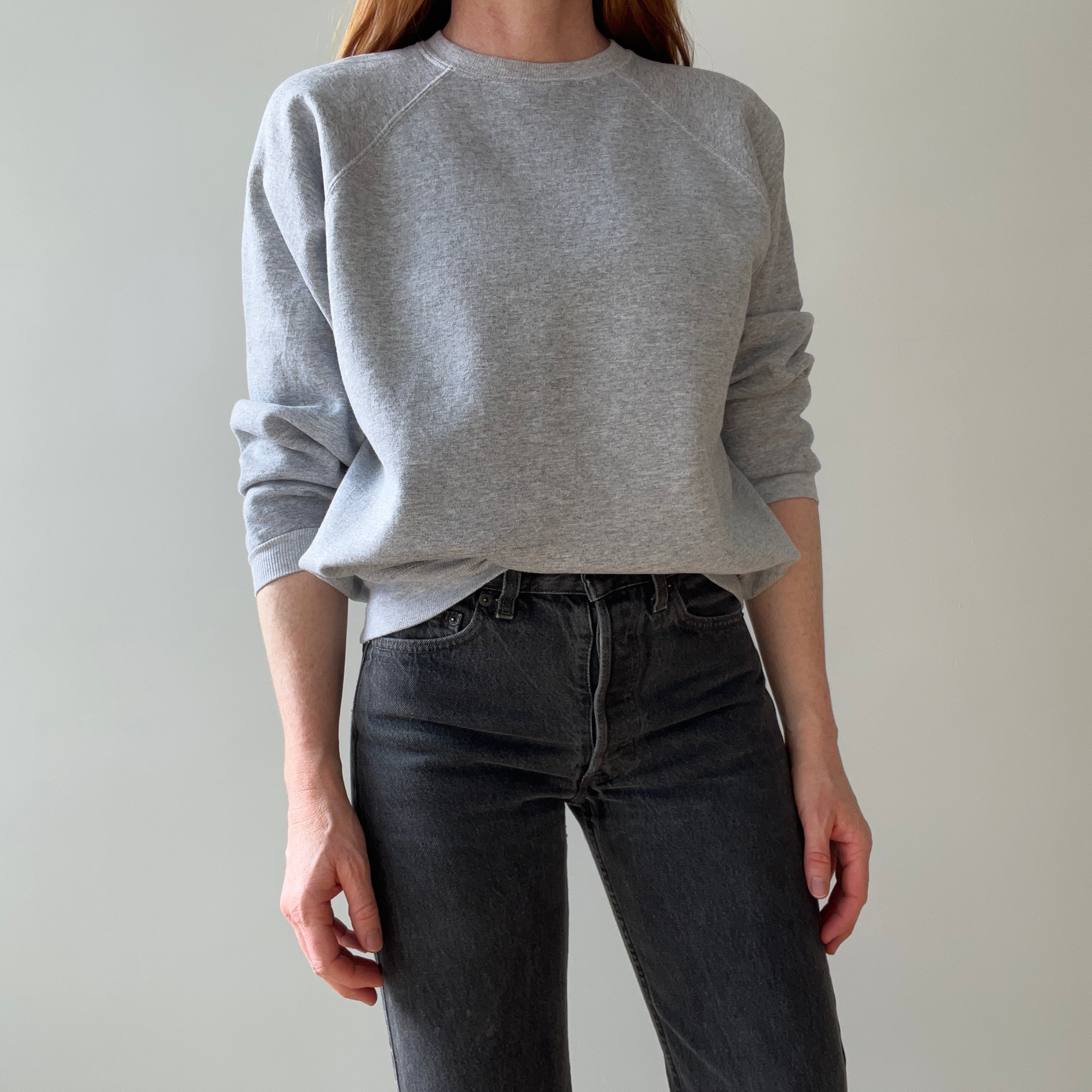 1990s Blank Gray HHW Raglan Sweatshirt