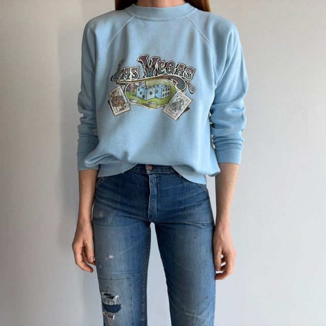 1970s Las Vegas Sweatshirt with Bleach Staining