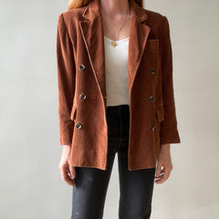 1970s Brown Saint Laurent Double Breasted Corduroy Jacket
